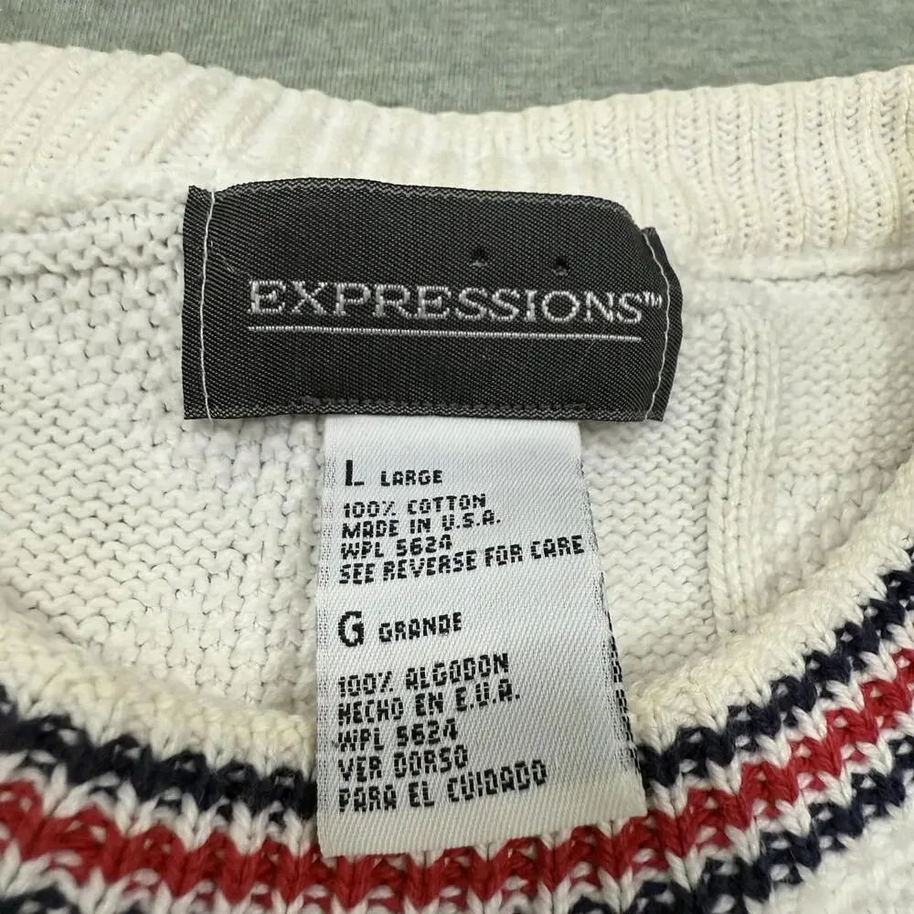 Vintage Expressions International Anchor Bay Knit White Sweater Mens Sz LG USA - Picture 3 of 6